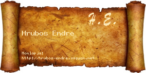 Hrubos Endre névjegykártya